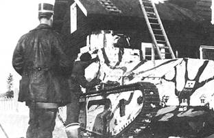 Stridsvagen m/21 tank painted in winter camouflage livery
